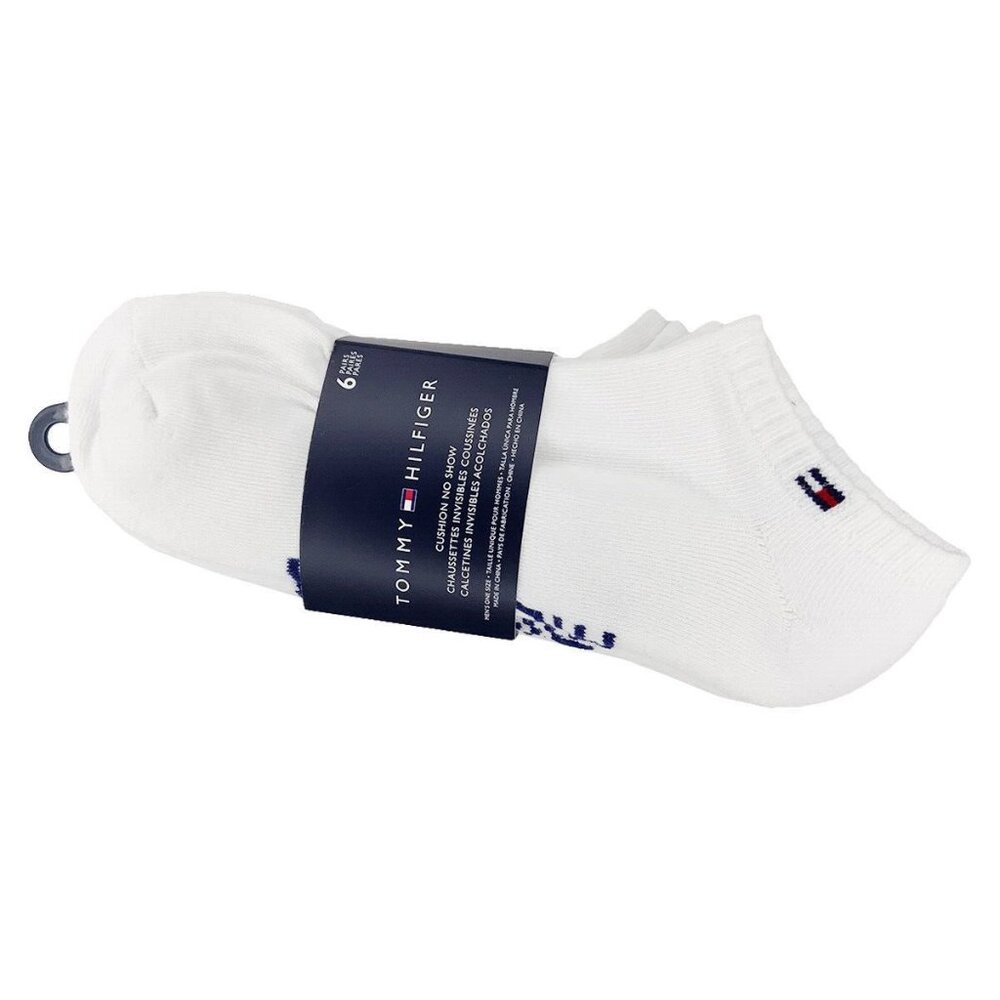 Tommy Hilfiger Men's Cushioned No Show White Socks 6 Pairs Size 7-12